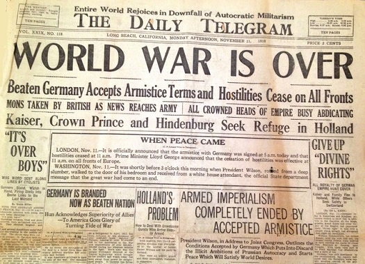 Newspaper page about World War is over Image